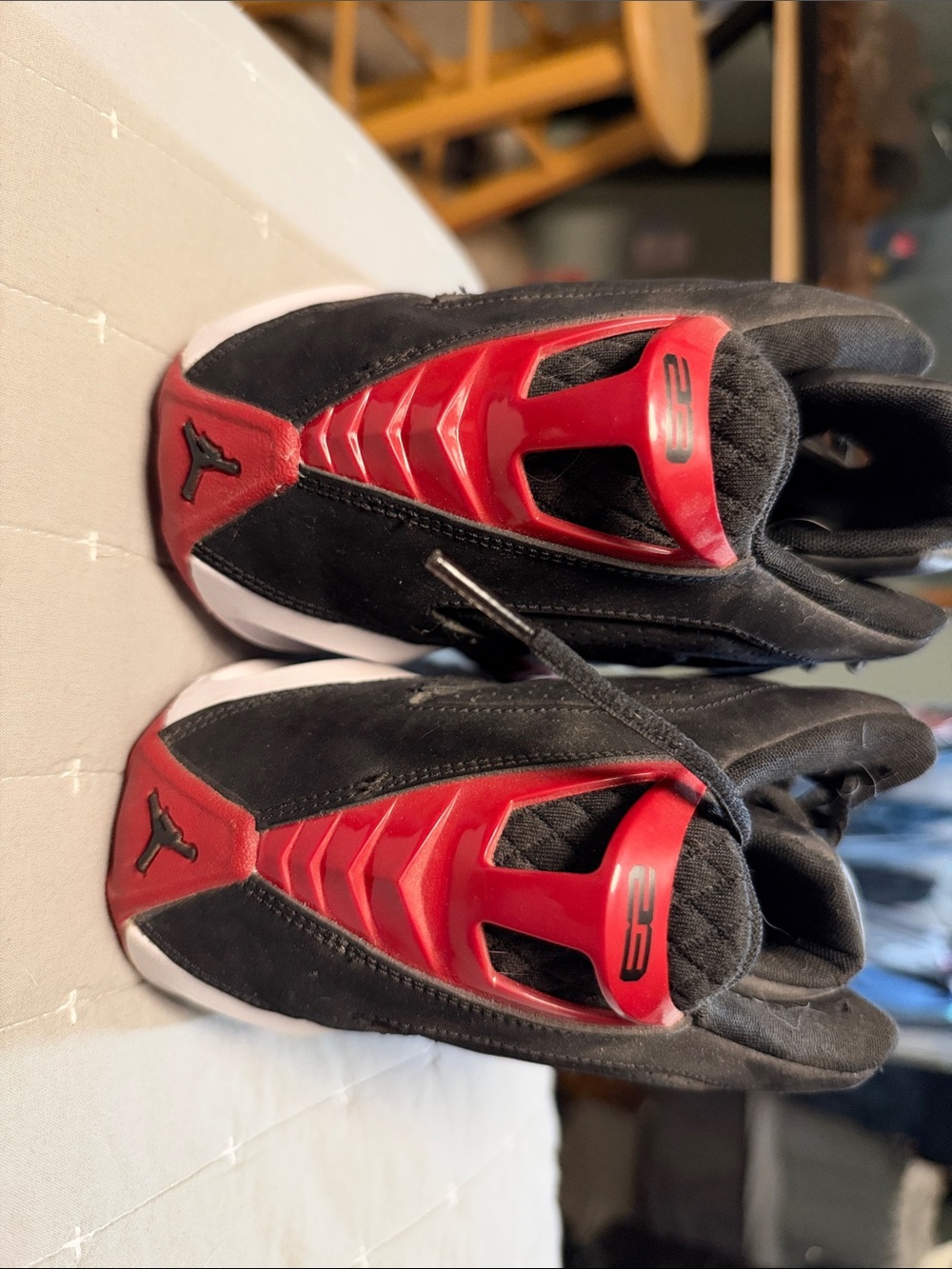 Jordan Men's Black and Red Athletic Basketball Shoes - Picture 3 of 5